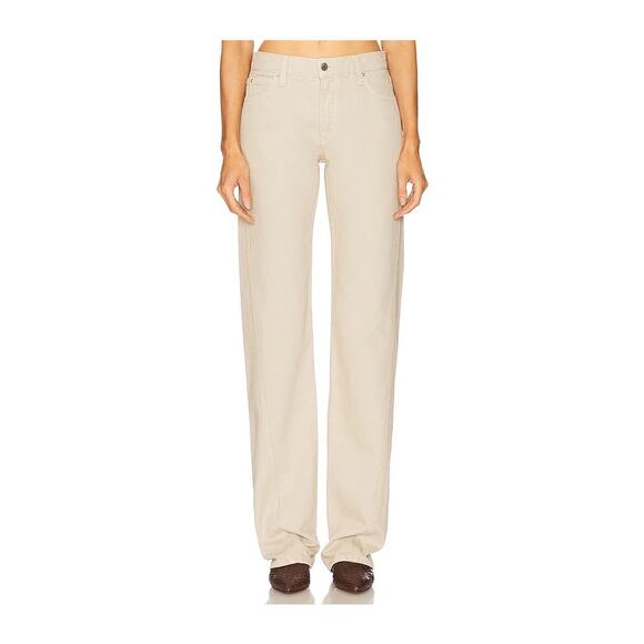 GRLFRND Beige Graham Low Rise Straight Leg Twisted Seam Jeans Sandstone Cream 27 - Picture 1 of 8